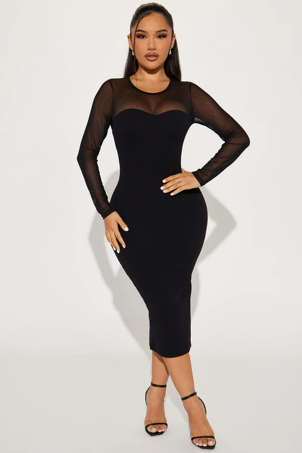 Marilyn Midi Dress - Black
