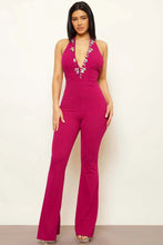 Load image into Gallery viewer, RHINESTONE DETAILED HALTER TOP JUMPSUIT