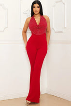 Load image into Gallery viewer, RHINESTONE HALTER TOP JUMPSUIT