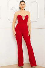 Load image into Gallery viewer, RHINESTONE TRIM ON BUST EDGE JUMPSUIT