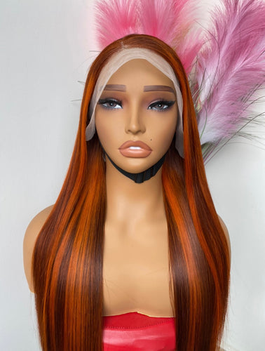 Orange Highlight Straight Wig