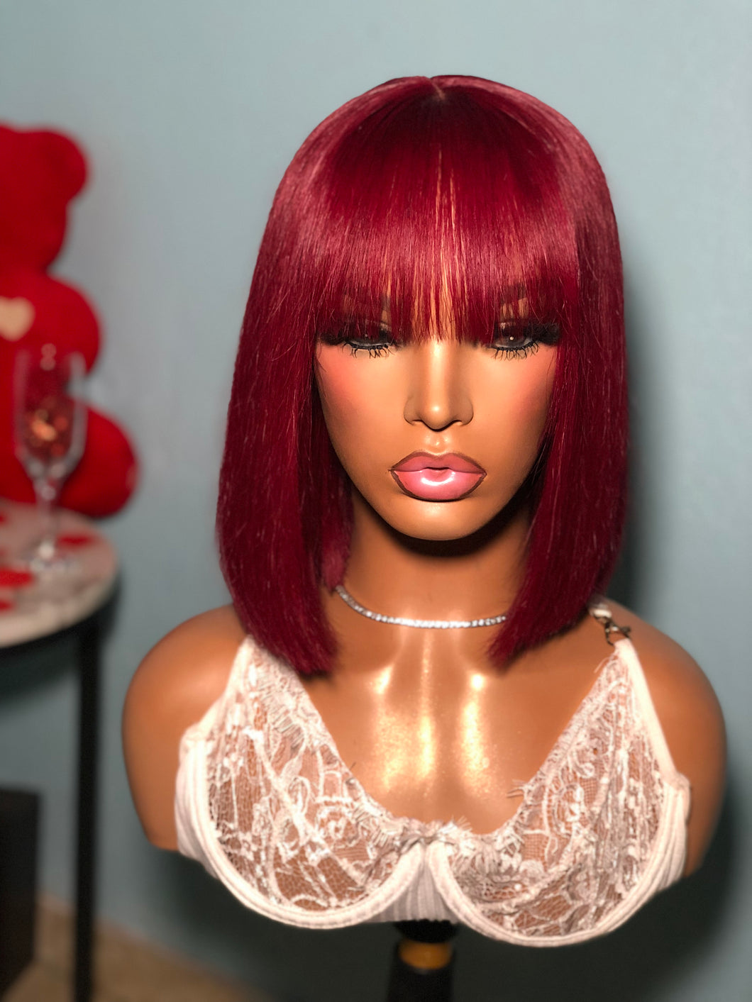 Burgandy Bang Wig