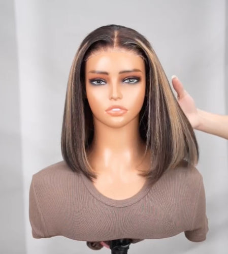 NEW 1b/27 Highlight Virgin Brazilian Closure Bob Wig