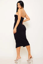 Load image into Gallery viewer, SATIN PANELLED BUSTIER TOP MIDI DRESS