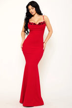 Load image into Gallery viewer, FLOWER EMBELLISHED BUST MERMAID MAXI DRESS